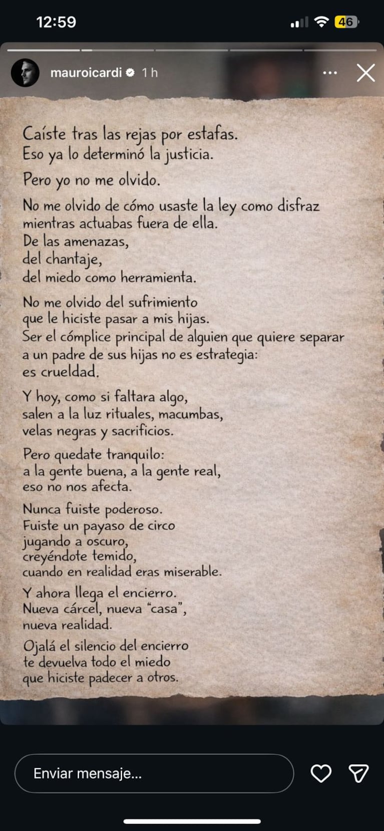 El posteo de Mauro Icardi contra Nicolás Payarola y Wanda Nara (Foto: Instagram/@mauroicardi).