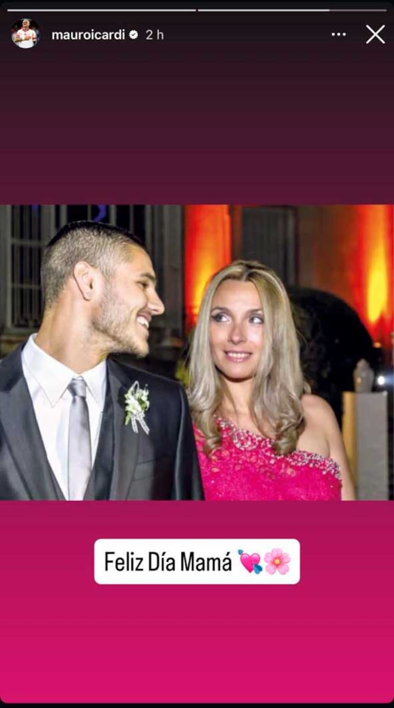 El posteo de Mauro Icardi: junto a su mamá en el casamiento con Wanda Nara. Foto: Instagram @mauroicardi