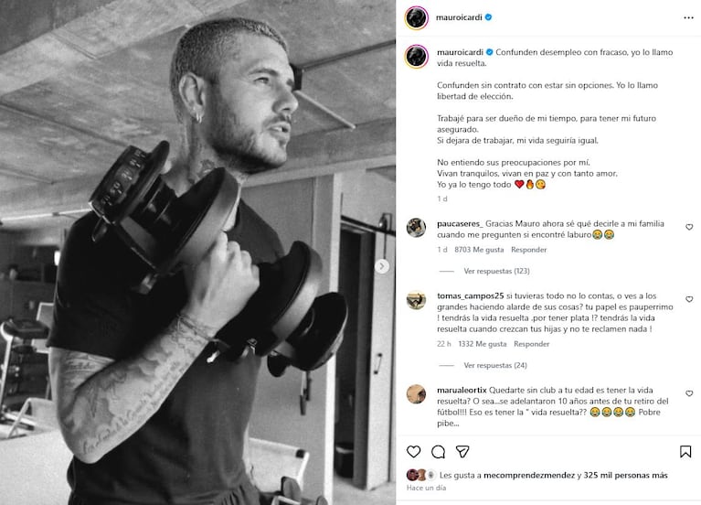El posteo de Mauro Icardi sobre (Fotos: captura América y Instagram @mauroicardi)
