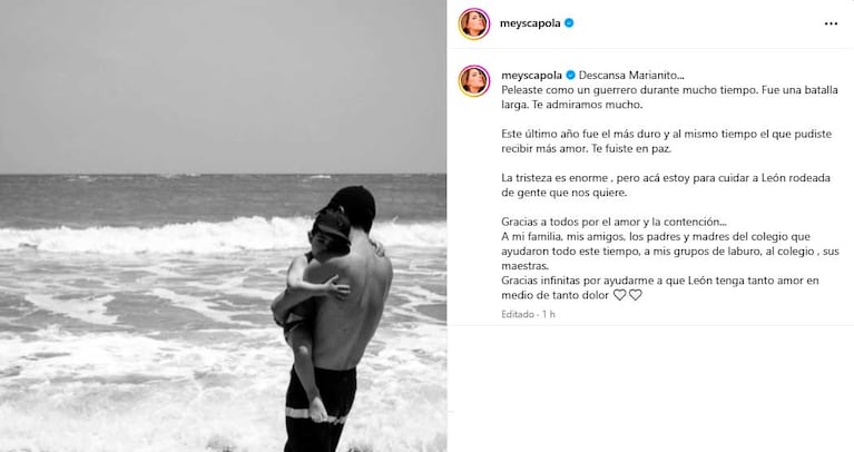 El posteo de Mey Scápola dedicado a Mariano Castro (Foto: Instagram)