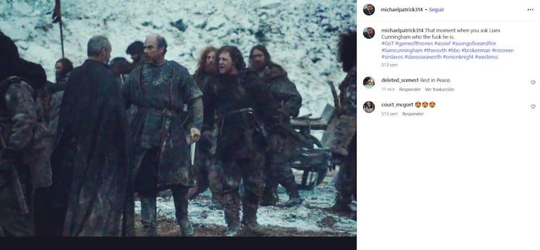 El posteo de Michael Patrick sobre su participación en Game of Thrones (Foto: Instagram @michaelpatrick314)