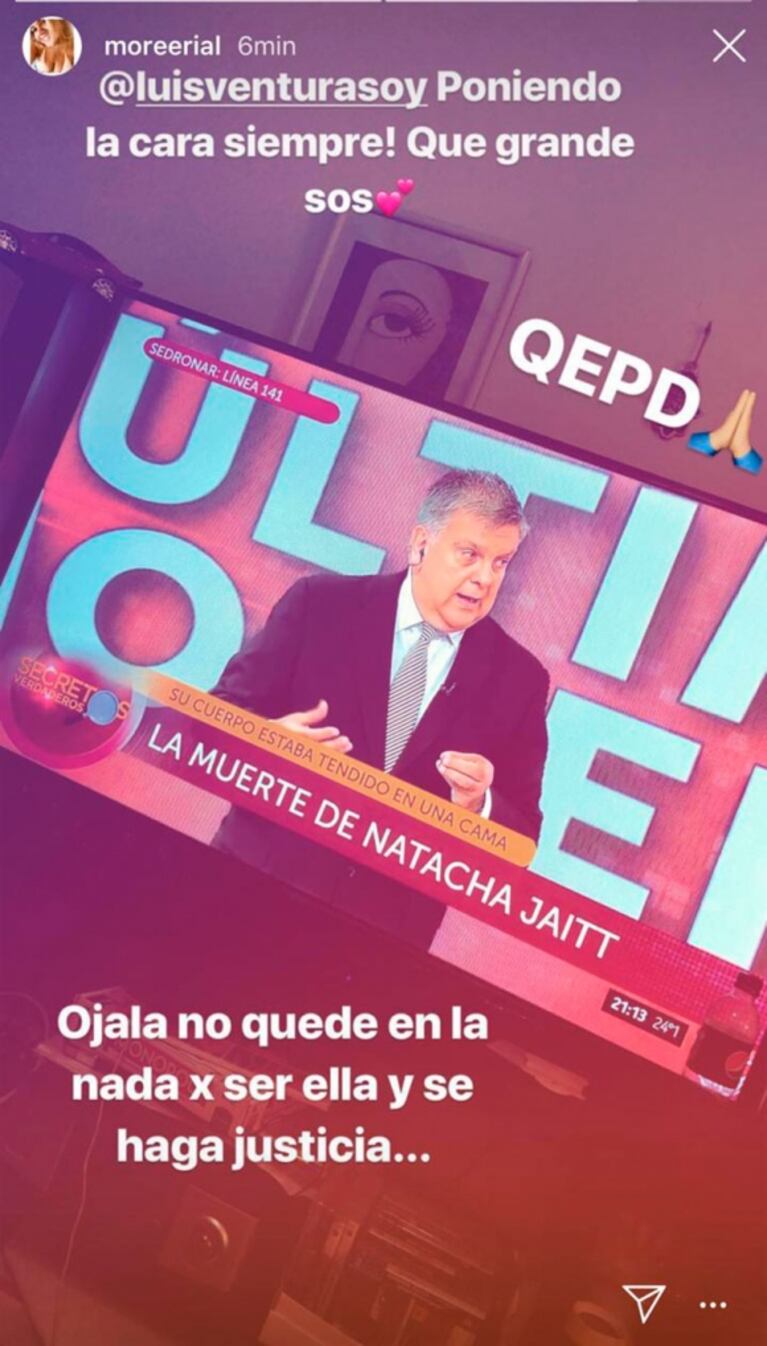El posteo de Morena Rial tras la muerte de Natacha Jaitt: "Ojalá no quede en la nada por ser ella"