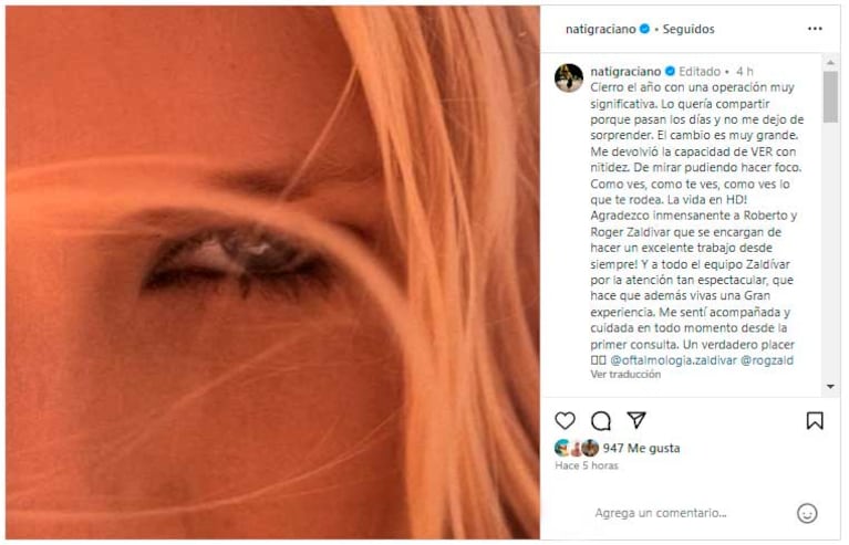 El posteo de Natalia Graciano en medio de los rumores de separación (Fot: Instagram @natigraciano)