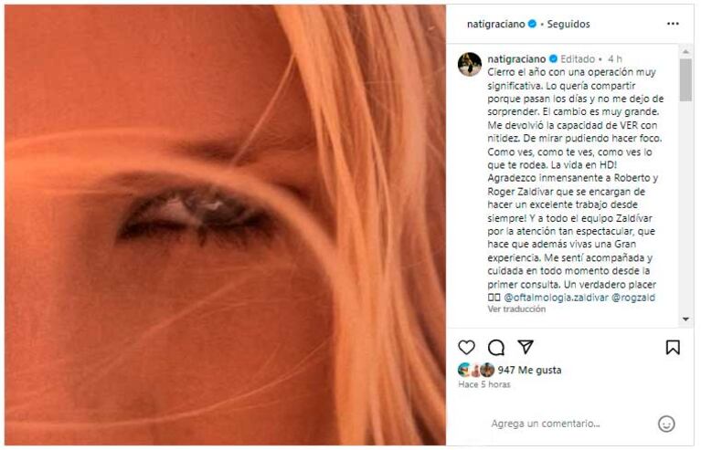 El posteo de Natalia Graciano en medio de los rumores de separación (Fot: Instagram @natigraciano)