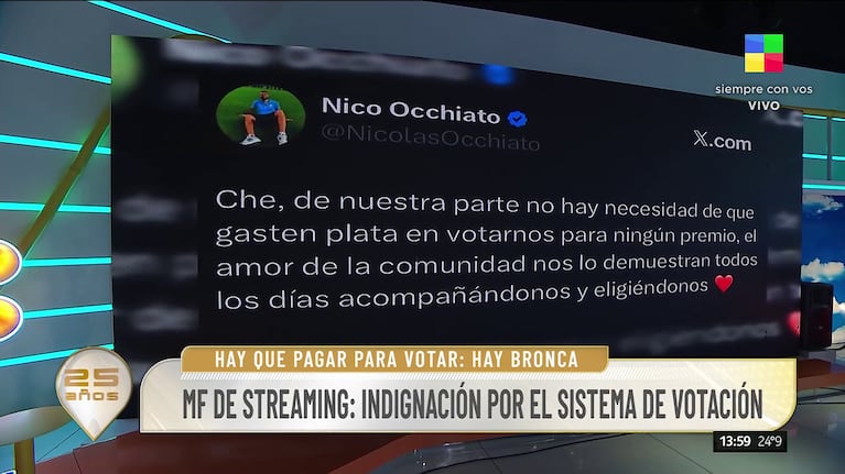 El posteo de Nicolás Occhiato en X que enfureció a Telefe.