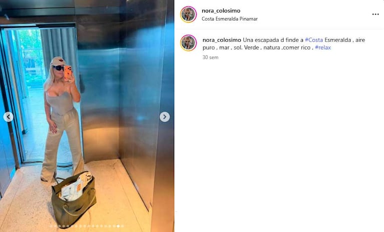 El posteo de Nora Colosimo que la expuso (Foto: Instagram @nora_colosimo)