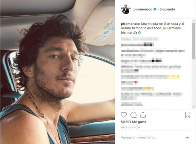 El posteo de Pico Mónaco, tras las fotos de Pampita y Polito Pieres: "Una mirada no dice nada y lo dice todo"