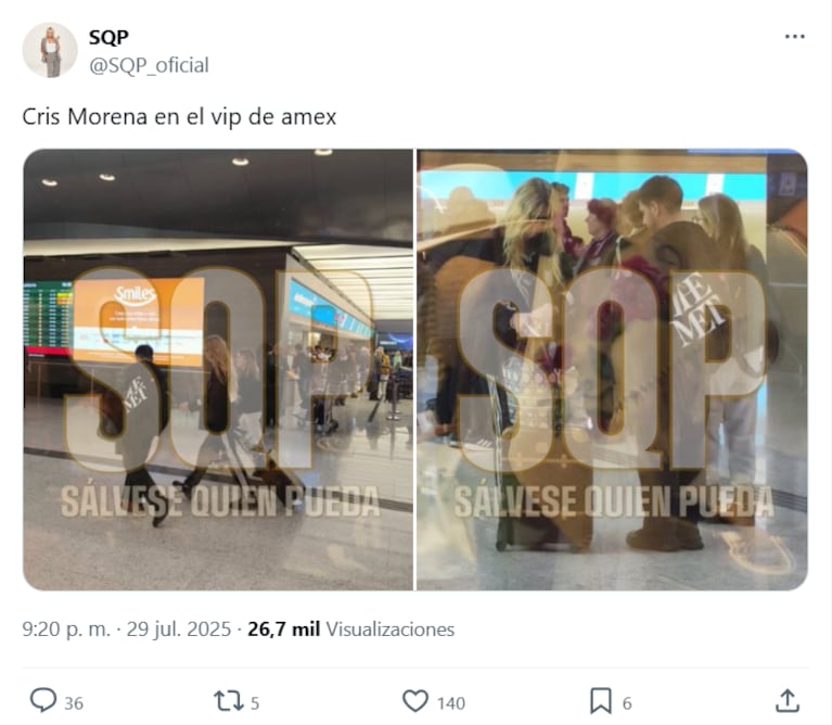 El posteo de SQP sobre Cris Morena (Foto: captura de X).