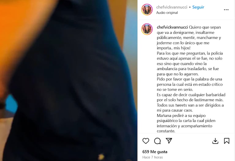 El posteo de Victoria Vanucci tras los tweets de Matías Garfunkel.