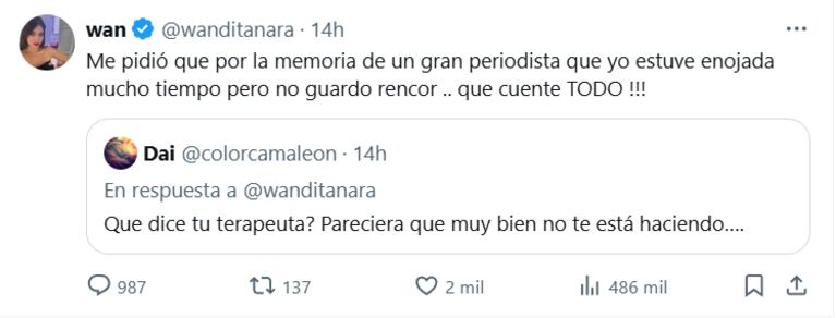 El posteo de Wanda Nara contra Elba Marcovecchio (Foto: captura de X).