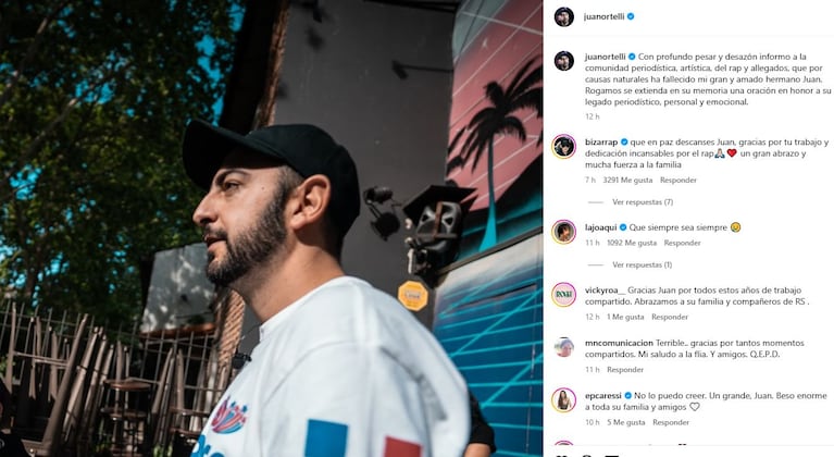 El posteo del hermano de Juan Ortelli sobre la muerte del periodista (Foto: Instagram @juanortelli)