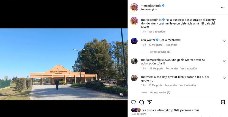 El posteo Mercedes Ninci en su cuenta de Instagram (@mercedesninci1)