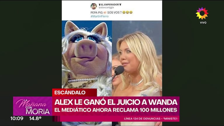 El posteo por el que Wanda Nara, entre otras declaraciones, envió a la Justicia a Alex Caniggia (Foto: captura de eltrece).
