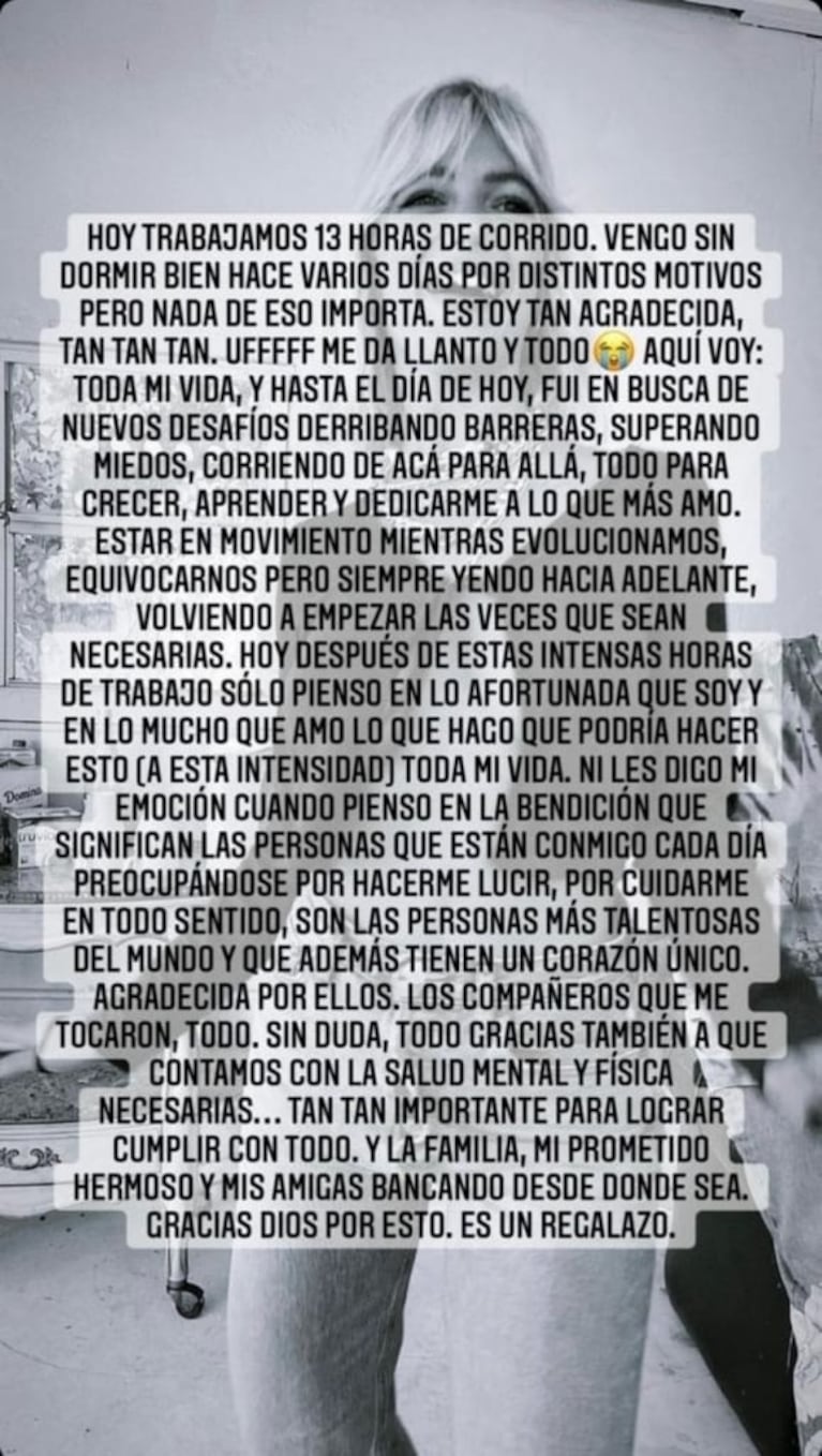 El profundo mensaje de Stefi Roitman donde confiesa que no duerme bien hace varios días: "Toda mi vida fui en busca de nuevos desafíos"