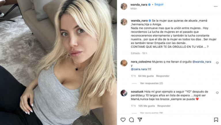 El profundo mensaje de Wanda Nara dedicado a las mujeres: "Ser mujer es ser empática con las demás"