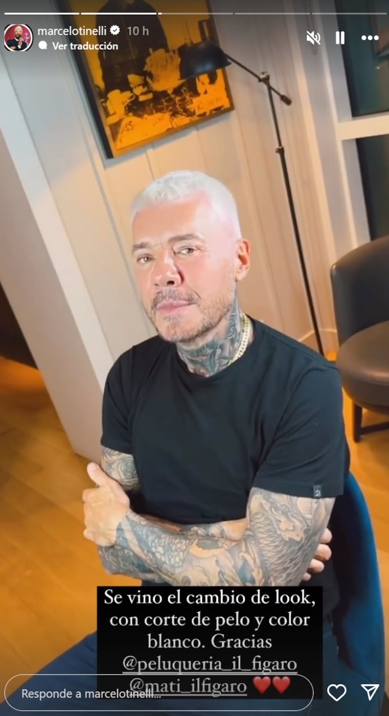 El radical cambio de look de Marcelo Tinelli: corte al ras, platinado y mini jopo