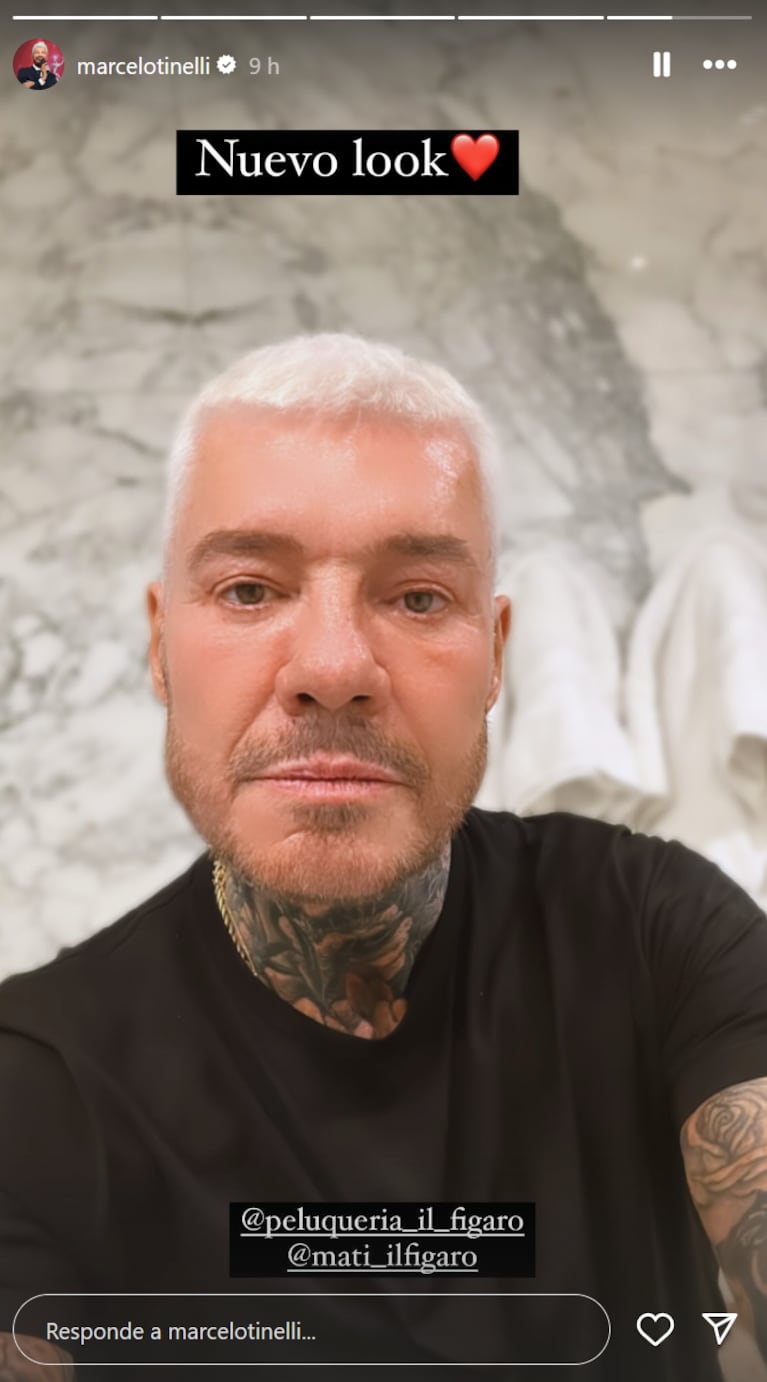 El radical cambio de look de Marcelo Tinelli: corte al ras, platinado y mini jopo