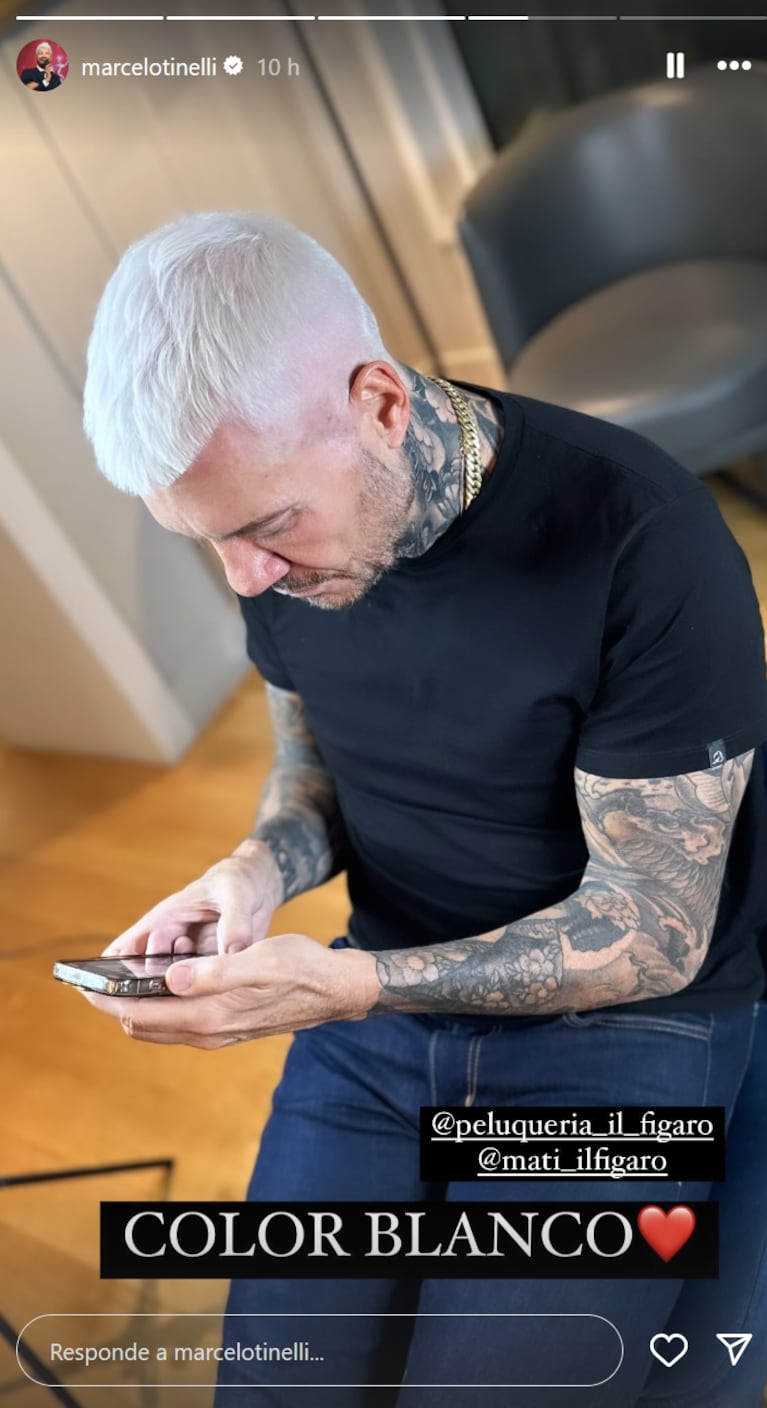 El radical cambio de look de Marcelo Tinelli: corte al ras, platinado y mini jopo