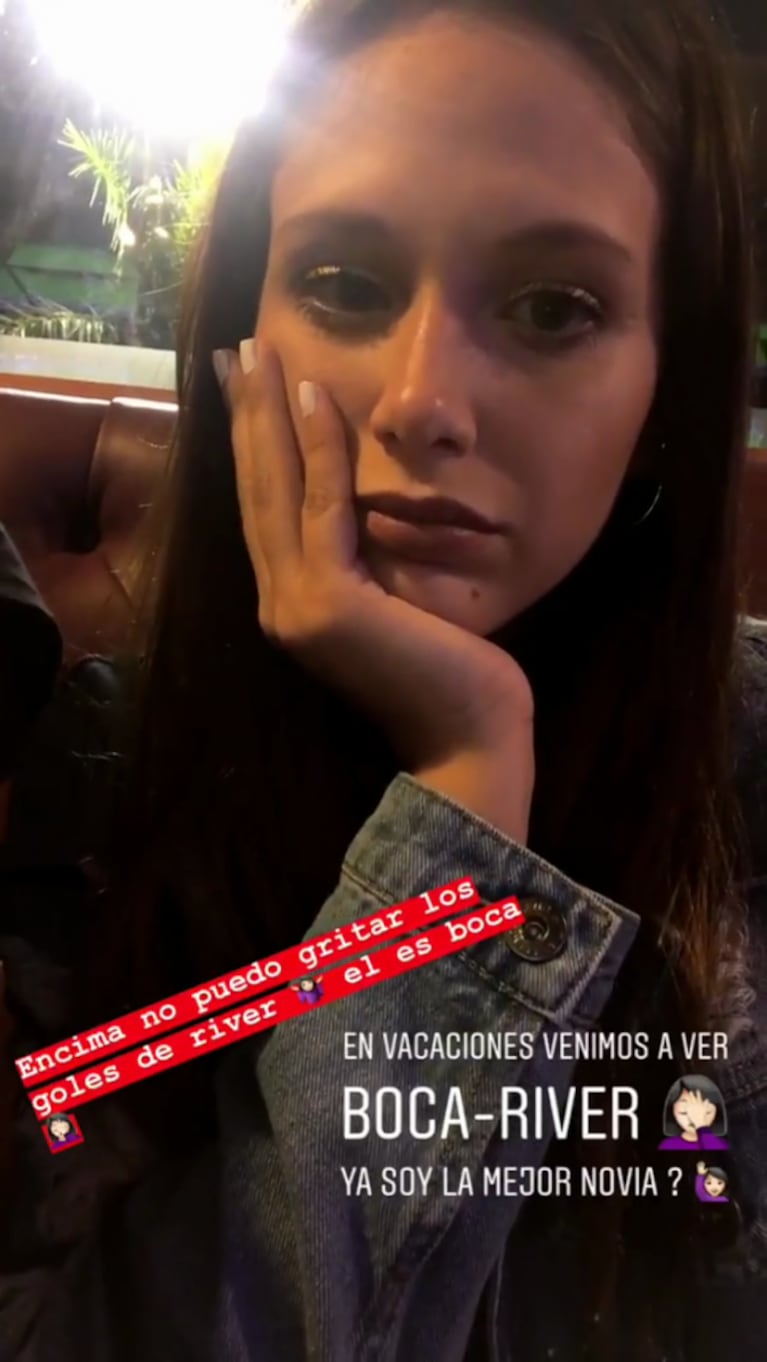 El "reclamo" de Barbie Vélez para su novio: "En vacaciones venimos a ver el Superclásico y no puedo gritar los goles de River"