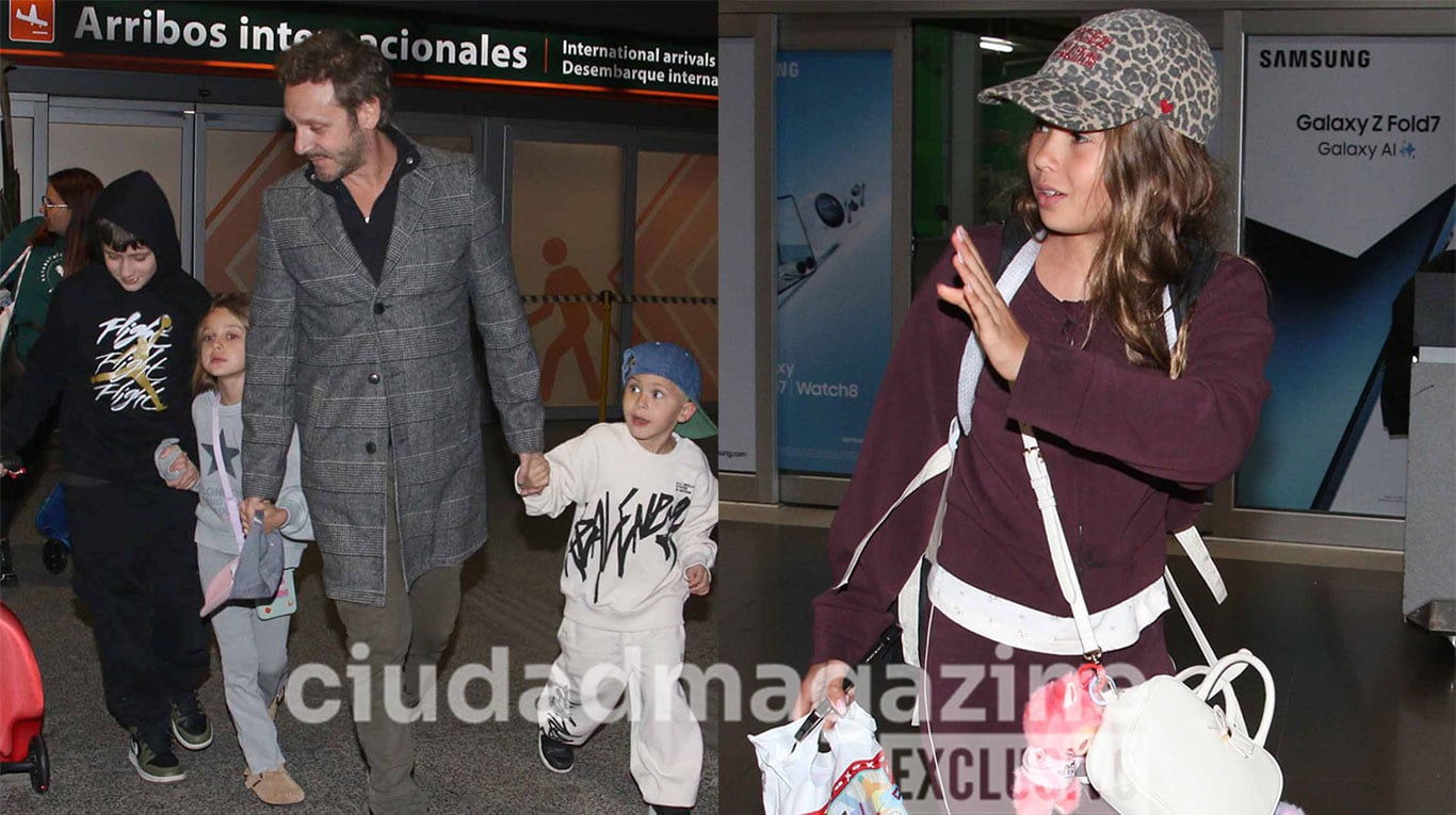 El reencuentro de Benjamín Vicuña y Benicio con Magnolia y Amancio en el Aeropuerto tras su vuelta de Turquía (Fotos: Movilpress).