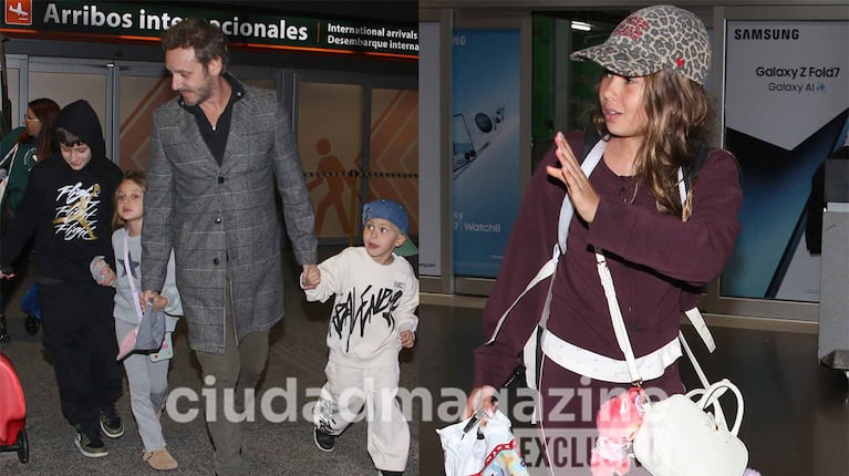El reencuentro de Benjamín Vicuña y Benicio con Magnolia y Amancio en el Aeropuerto tras su vuelta de Turquía (Fotos: Movilpress).