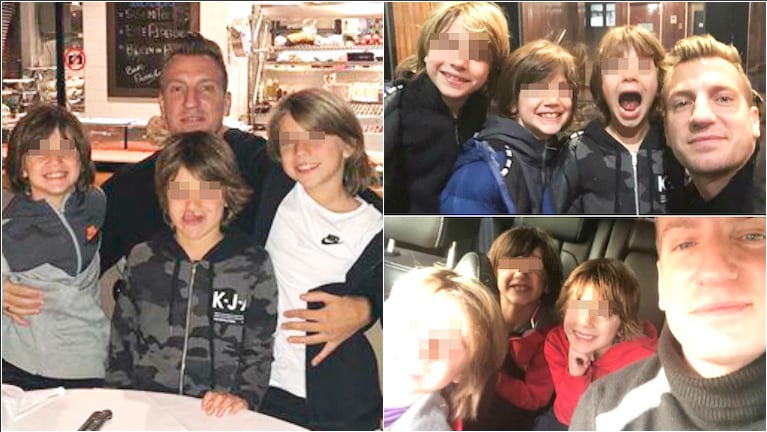 El reencuentro de Maxi López con sus hijos (Fotos: Instagram y Capturas de Instagram Stories)