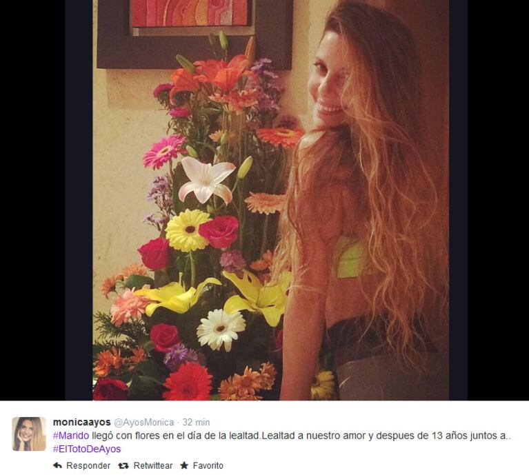 El regalo de Diego Olivera a Mónica Ayos por el Día de la Lealtad... al Totó. (Foto: Twitter)