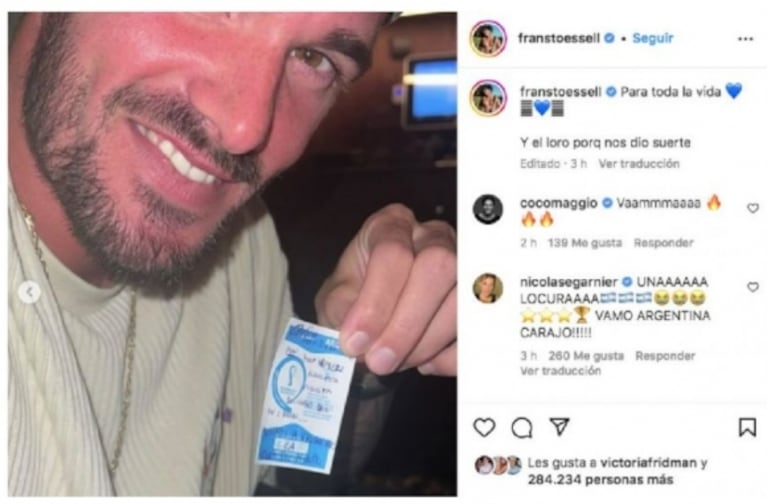 El regalo de Rodrigo de Paul a Fran Stoessel que predijo la victoria mundialista de Argentina 