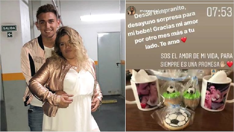 El regalo personalizado de Morena Rial a su novio para festejar un mes más de amor (Fotos: Instagram y Captura de Instagram Stories)