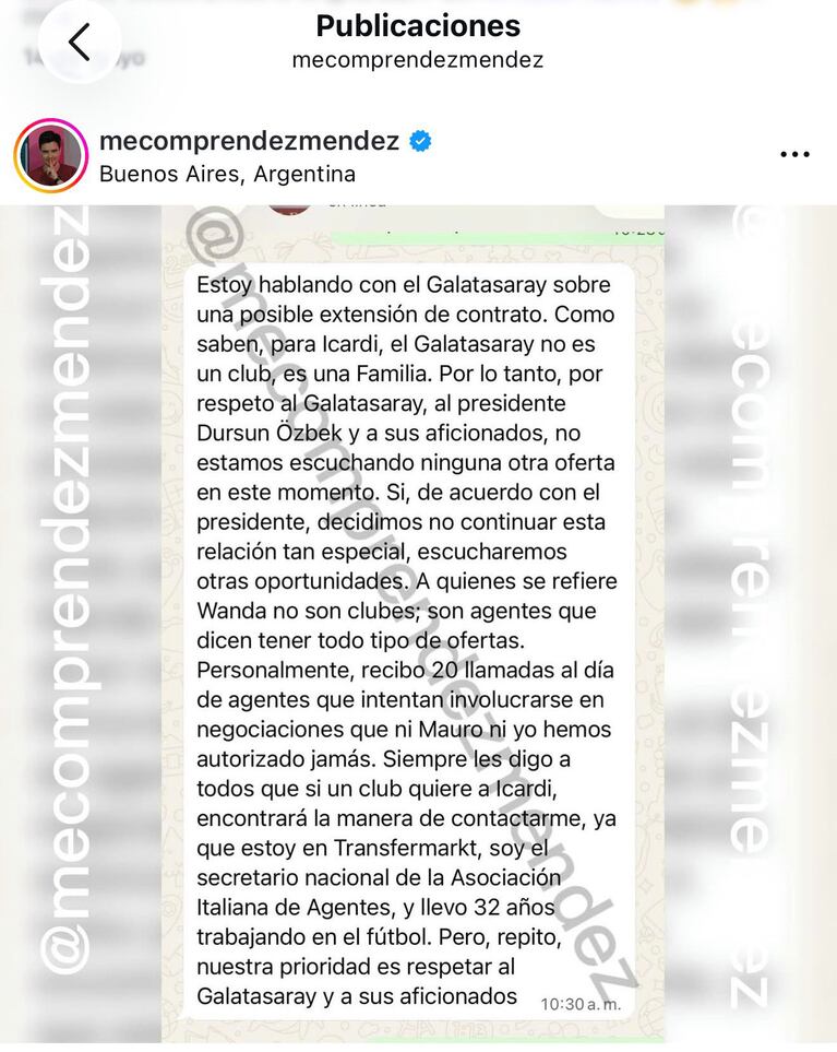 El representante de Mauro Icardi desmintió a Wanda Nara y reveló cuál es la verdadera prioridad del futbolista. Crédito: Instagram