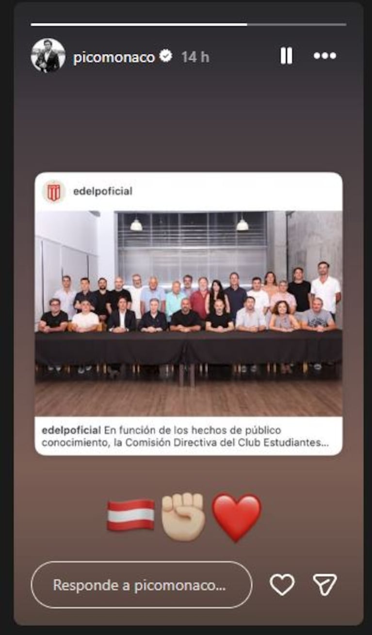 El respaldo de Pico Mónaco a Juan Sebastián Verón en medio de la guerra entre Estudiantes y la AFA.