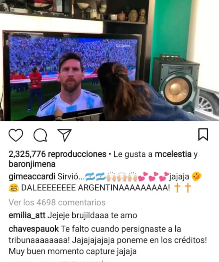El ritual de Gimena Accardi para el partido de Argentina-Nigeria y los divertidos mensajes de las famosas