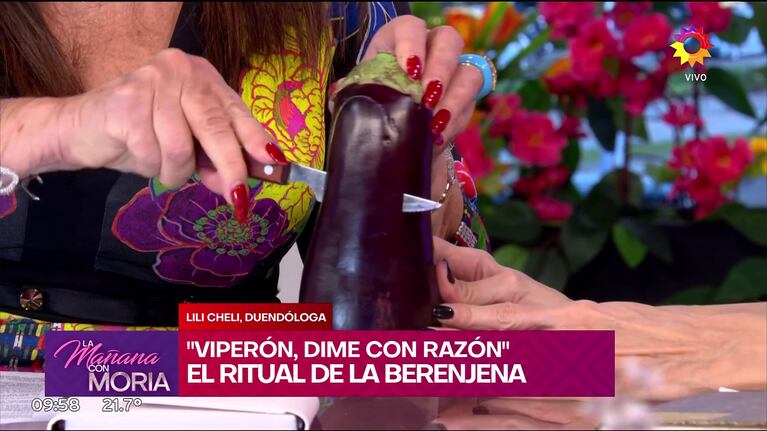 El ritual de la berenjena en La Mañana con Moria (Foto: captura de eltrece).