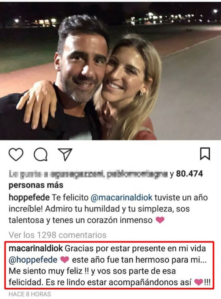 El romántico gesto de Fede Hoppe a Maca Rinaldi, tras su semifinal en el Bailando: "Admiro tu humildad y tu simpleza, sos talentosa y tenés un corazón inmenso"