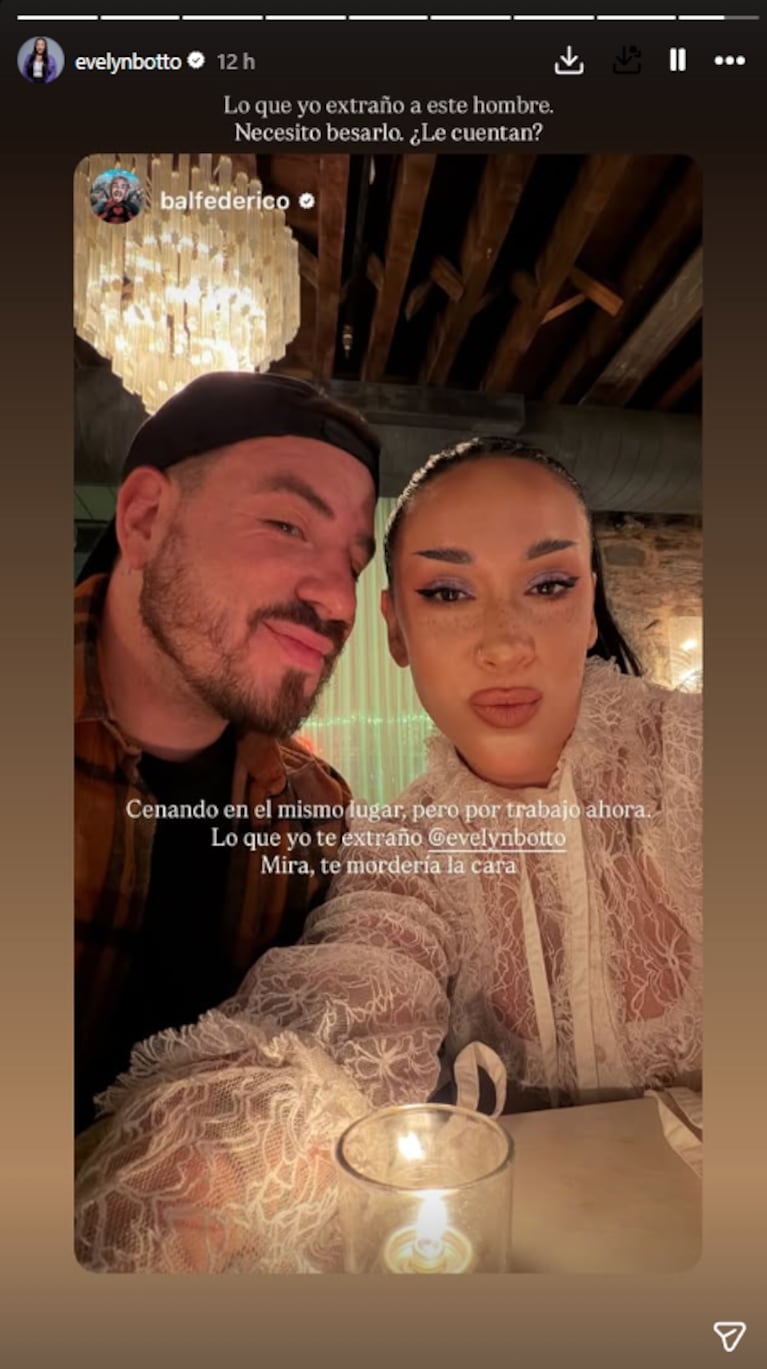 El romántico ida y vuelta de Evelyn Botto y Fede Bal: “Te mordería la cara” | Créditos: Instagram @evelynbotto
