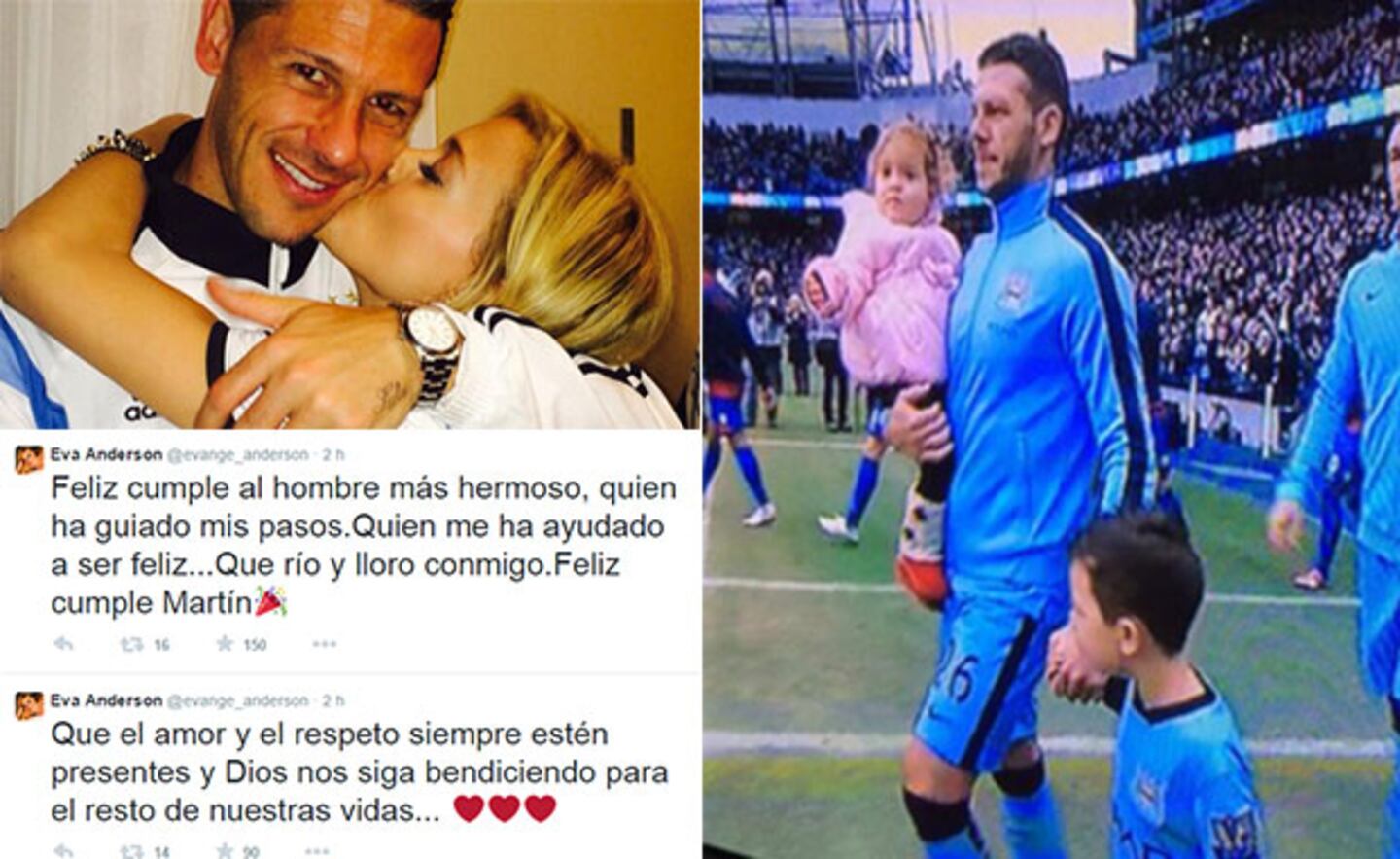 El romántico mensaje de Evangelina Anderson a Demichelis: "Feliz cumple al hombre más hermoso; a mi gran amor y amigo" (Foto: Twitter)