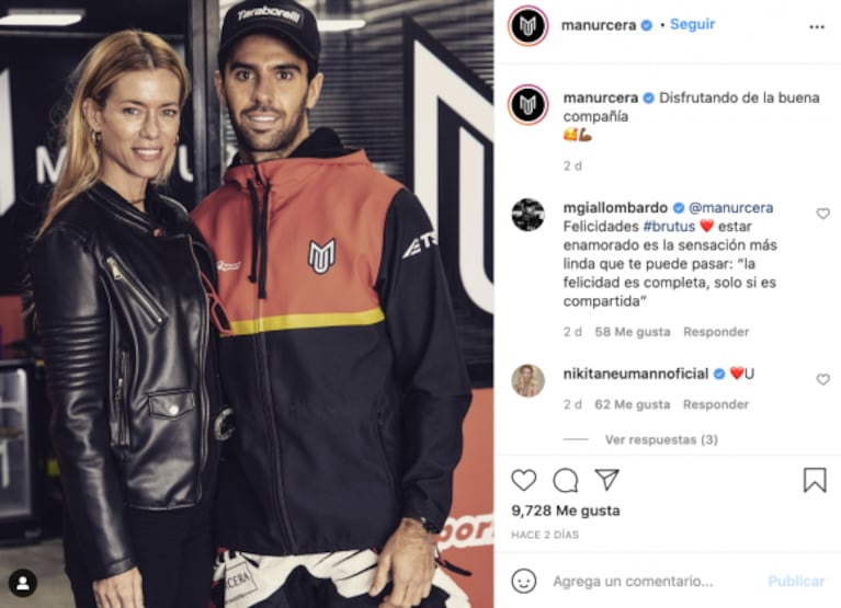El romántico mensaje de José Manuel Urcera a Nicole Neumann: "Disfrutando de la buena compañía"