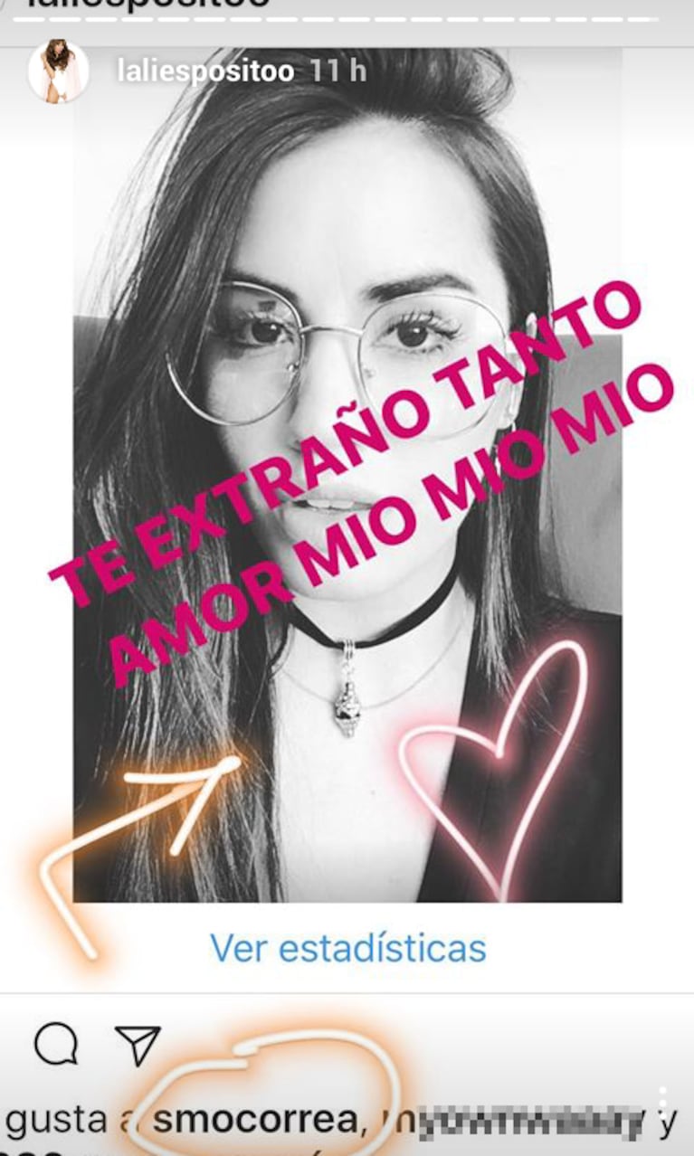 El romántico mensaje de Lali Espósito a su novio Santiago Mocorrea: "Te extraño tanto amor mío, mío"