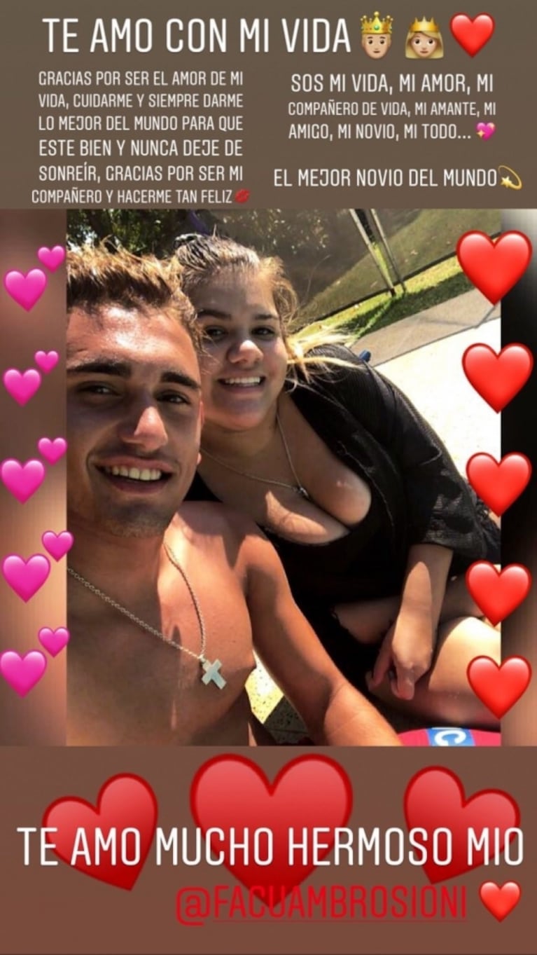 El romántico mensaje de Morena Rial a Facundo Ambrosioni: "Gracias por ser el amor de mi vida"