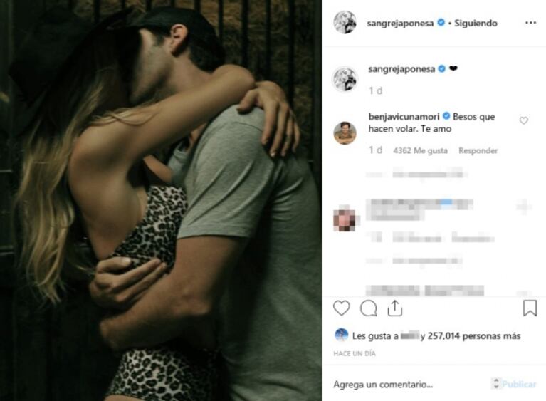 El romántico piropo de Benjamín Vicuña a la China Suárez: "Besos que hacen volar. Te amo"