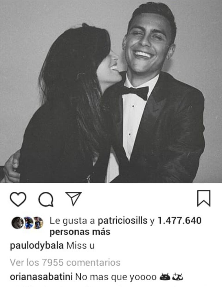 El romántico posteo de Paulo Dybala a Oriana Sabatini… ¡y la respuesta de la cantante!: "No más que yo"
