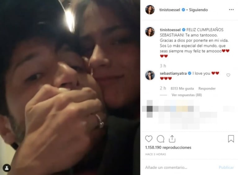 El romántico saludo (con video incluido) de Tini Stoessel a Sebastián Yatra por su cumpleaños: "Gracias a Dios por ponerte en mi vida"