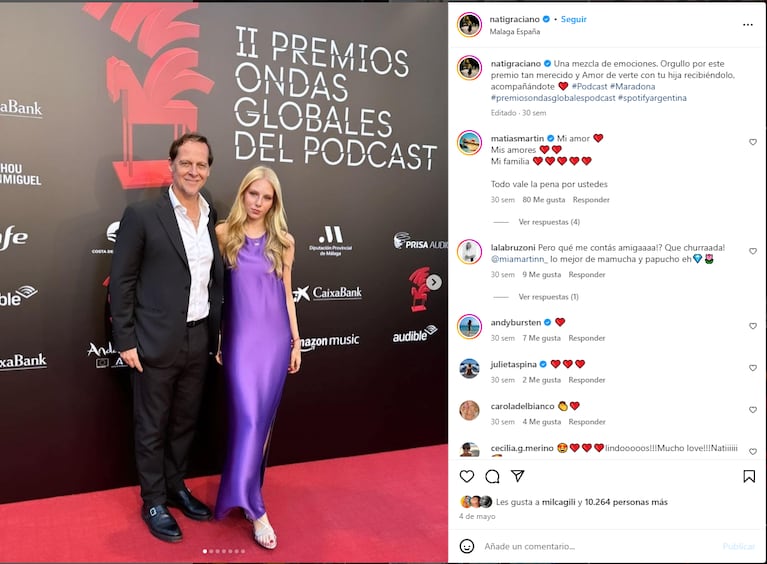 El romántico último posteo que Matías Martin le había dedicado a Natalia Graciano