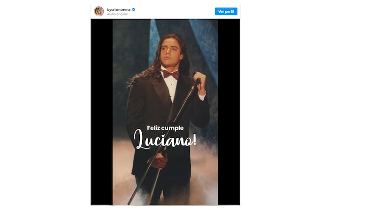 El saludo de Cris Morena a Luciano Castro en su cumpleaños 51. Captura: Instagram bycrismorena