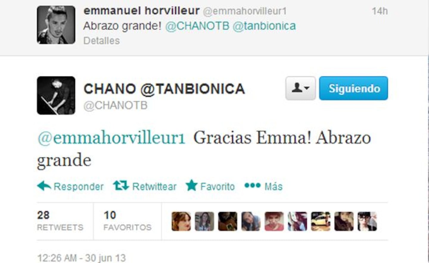 El saludo de Emmanuel a Chano (Foto: Twitter).