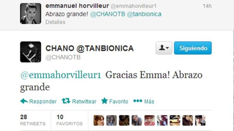 El saludo de Emmanuel a Chano (Foto: Twitter).