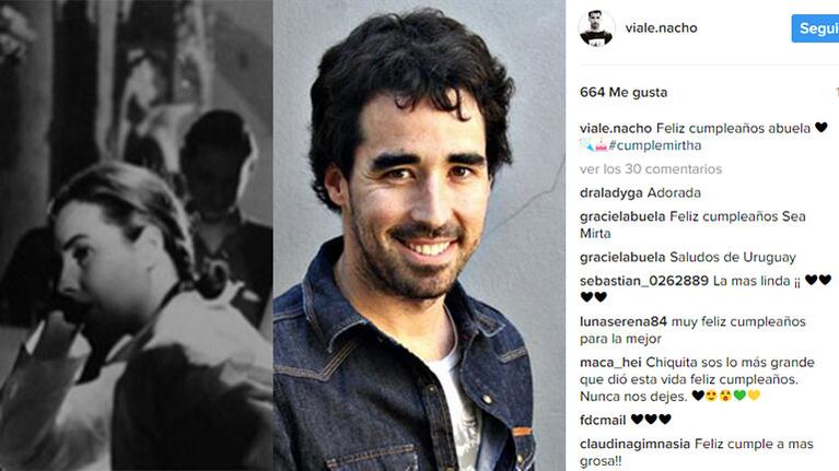 El saludo de Nacho Viale a Mirtha por sus 90 años. Foto: Instagram.