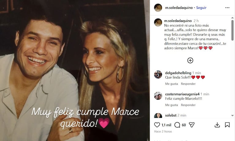 El saludo de Soledad Aquio a Marcelo Tinelli por su cumpleaños (Foto: captura de Instagram/@m.soledadaquino).