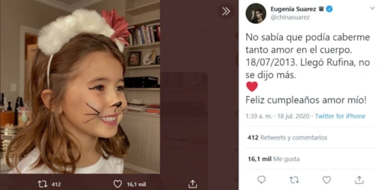 El significativo saludo de China Suárez a Rufina con fotos muy tiernas: "Feliz nacimiento, amor de mi vida"