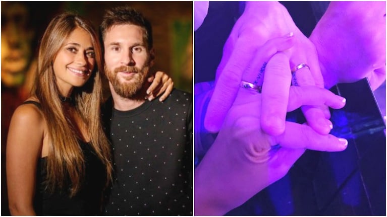 El significativo tatuaje debajo de las alianzas de Antonela Roccuzzo y Lionel Messi (Fotos: Instagram y Andrés Preumayr)
